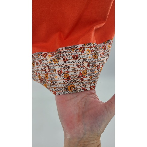 Y2K Indie Patchwork Babydoll Women SunDress Small Boho Floral Orange Mixed Media - Picture 3 of 10